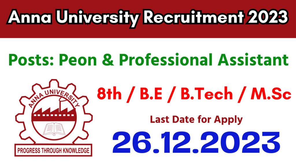 Anna University Recruitment 2023