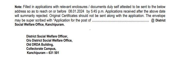 DSWO Kanchipuram Recruitment 2023-24 Address