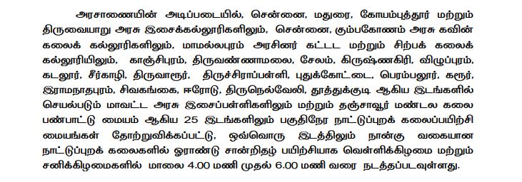 TN Art & Culture Dept Recruitment 2023-24 District wise vacancy
