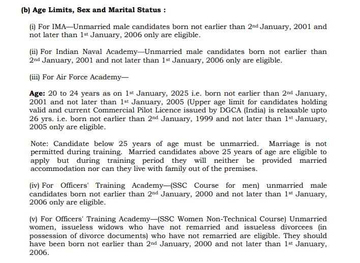 UPSC CDS (1) Notification 2024 Age Limit