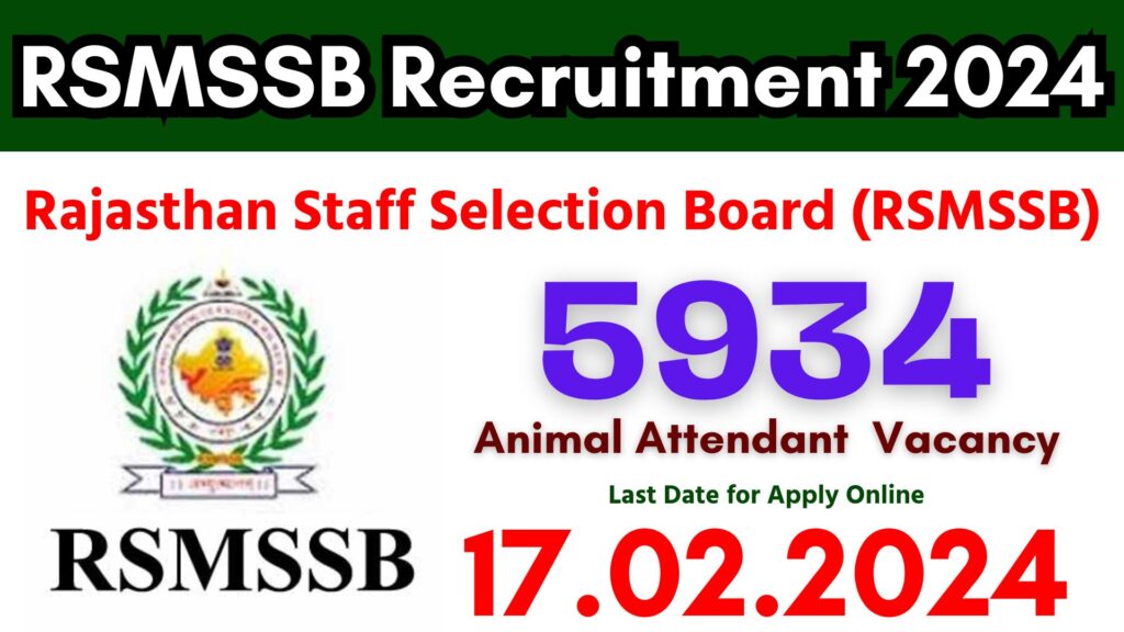 RSMSSB Animal Attendant Recruitment 2024