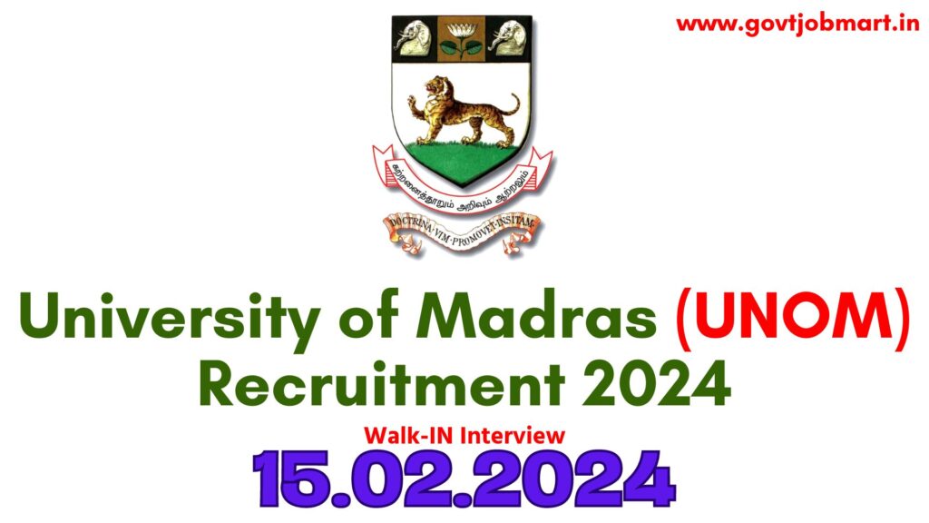 Madras University Recruitment 2024