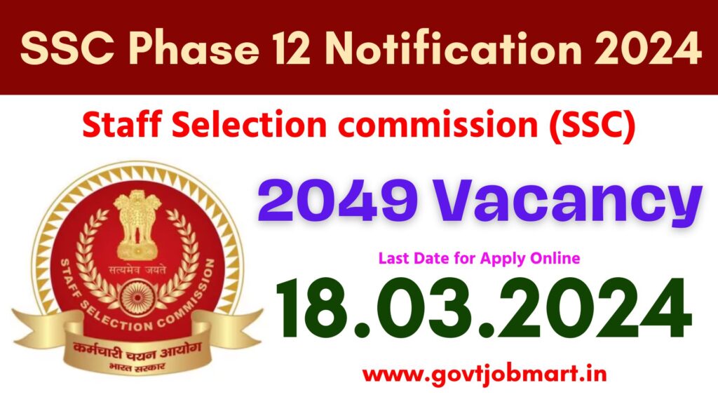 SSC Phase 12 Notification 2024