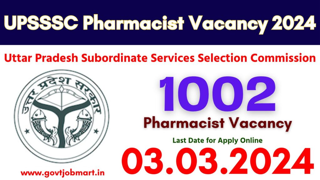 UPSSSC Pharmacist Vacancy 2024