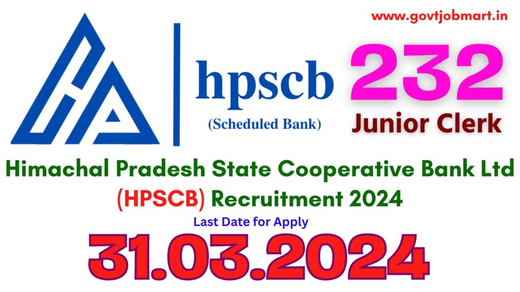 HPSCB Junior Clerk Recruitment 2024