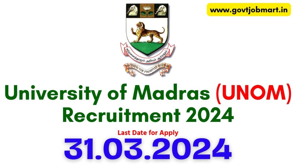 Madras University Recruitment 2024
