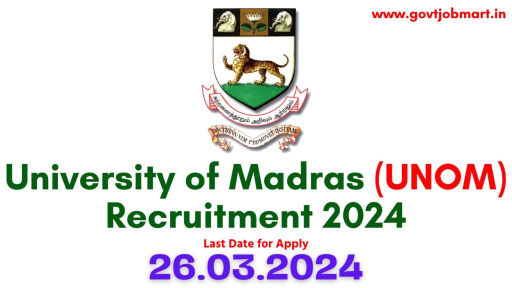 Madras University Recruitment 2024