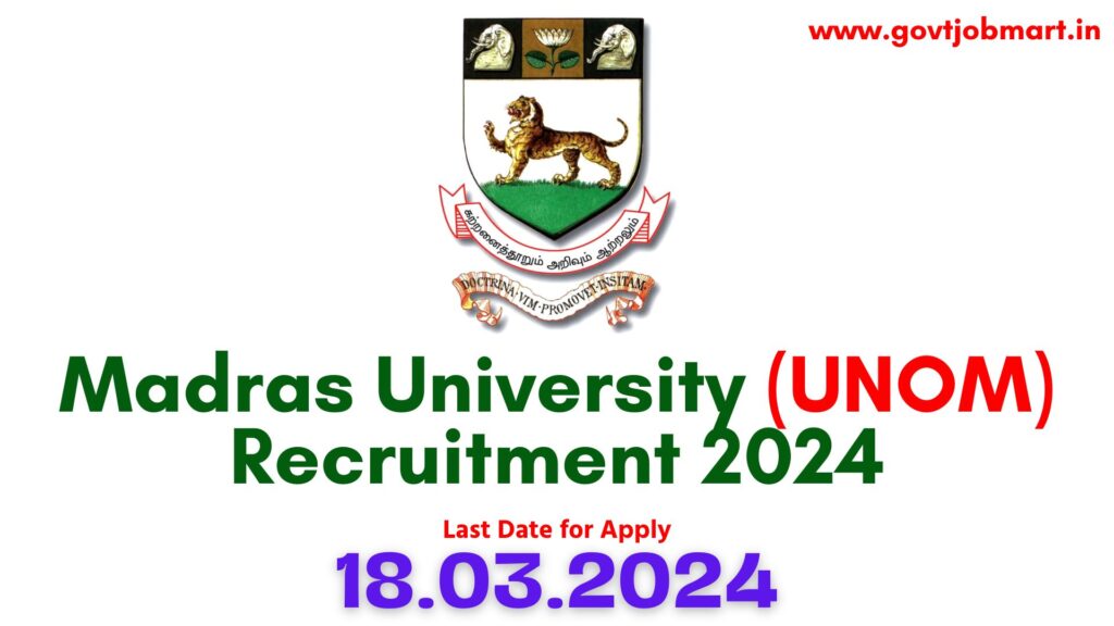 Madras University Recruitment 2024