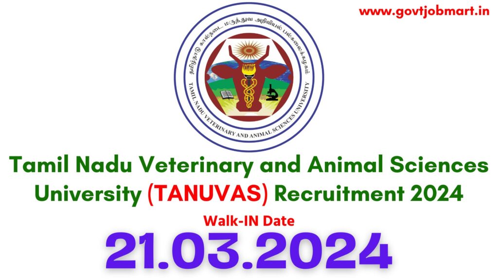TANUVAS Chennai Recruitment 2024