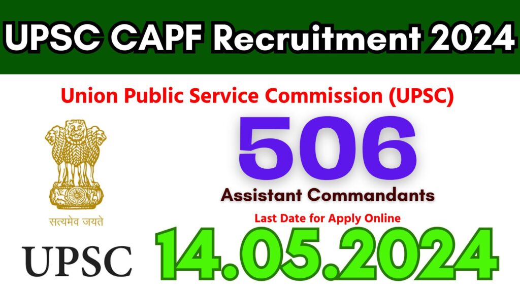 UPSC CAPF Recruitment 2024