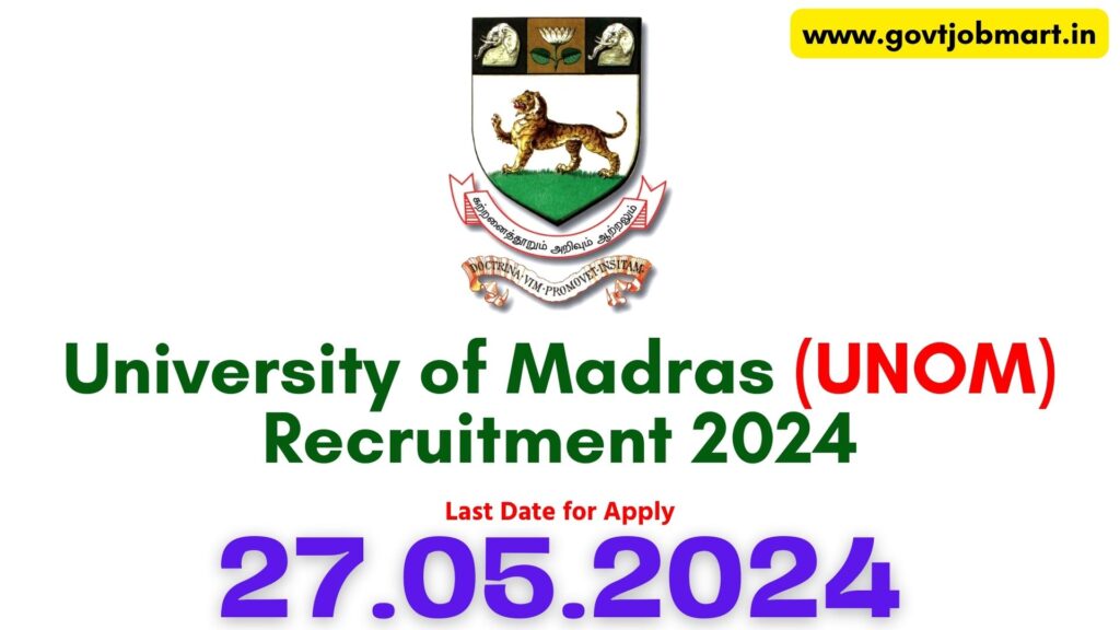 Madras University Recruitment 2024