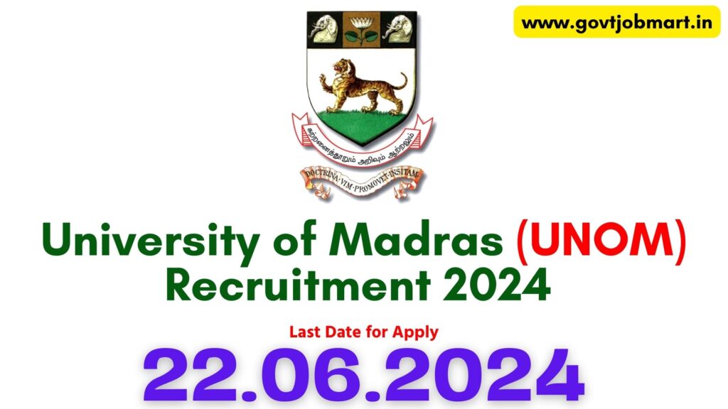 Madras University Recruitment 2024