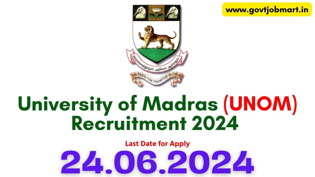 Madras University Recruitment 2024