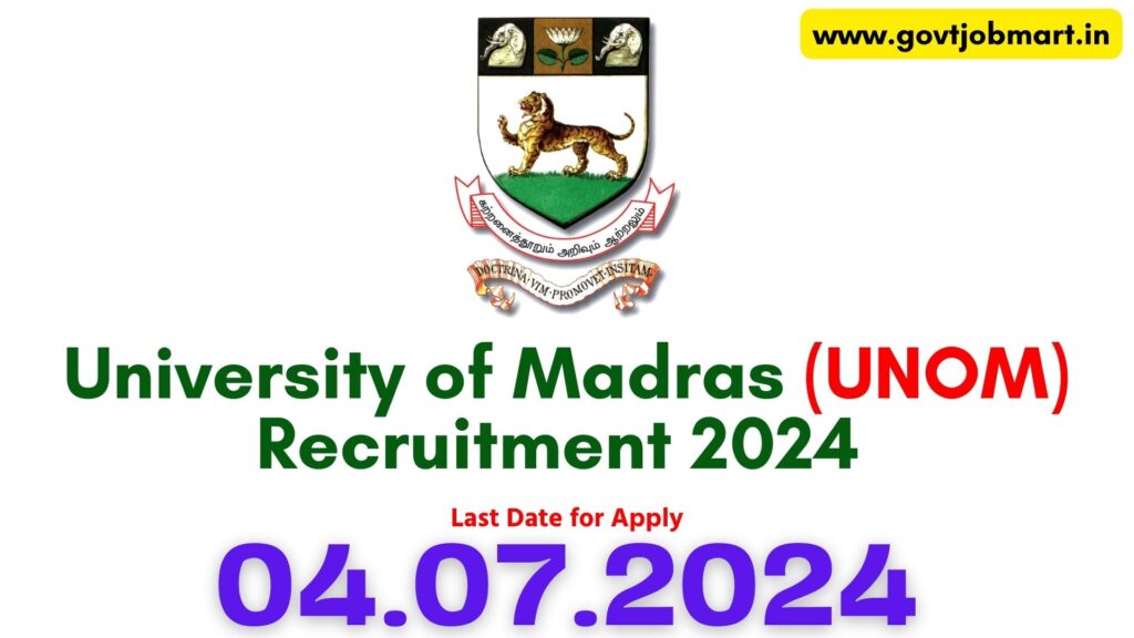 Madras University Recruitment 2024