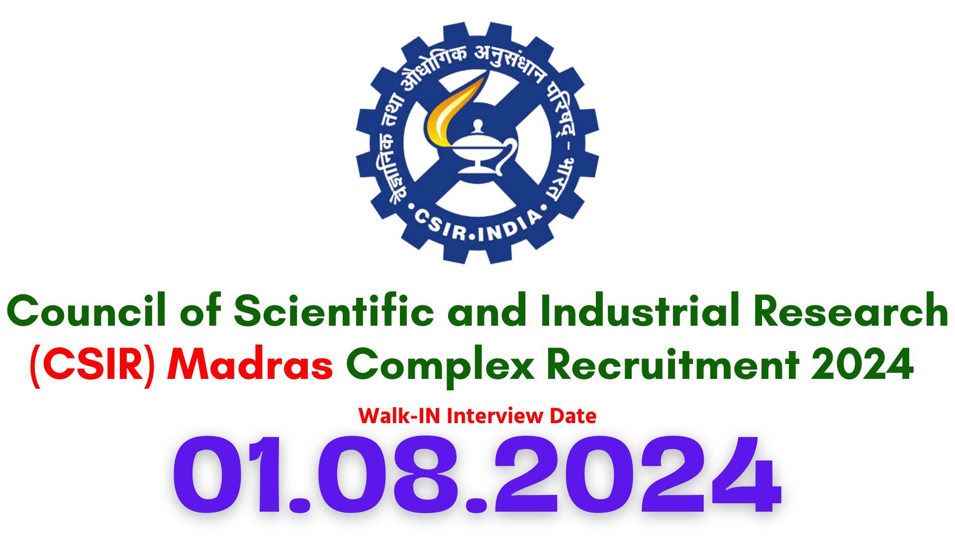 Csir CSIR Madras Complex Recruitment 2024; Project Associate II – Apply Now ...