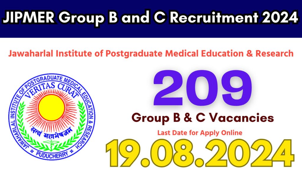JIPMER Group B and C Recruitment 2024