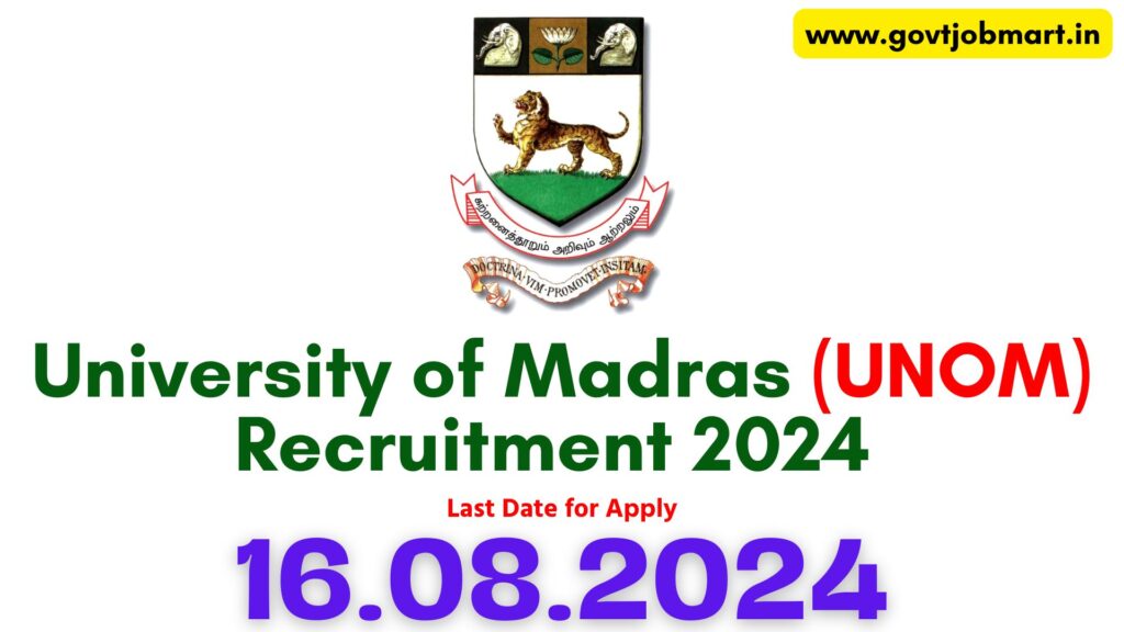 Madras University Recruitment 2024