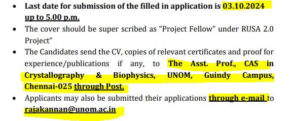 Madras University Recruitment 2024 Address