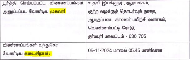 Dharmapuri Posco Court Recruitment 2024 Address