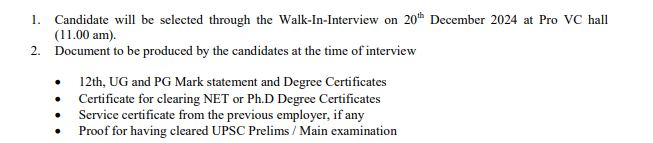 CUTN Non Teaching Thiruvarur Recruitment 2024 DDocuments to Carry