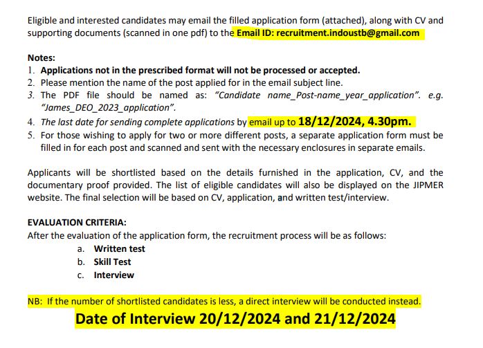 JIPMER Hospital Pondicherry Job Vacancy 2024 Address