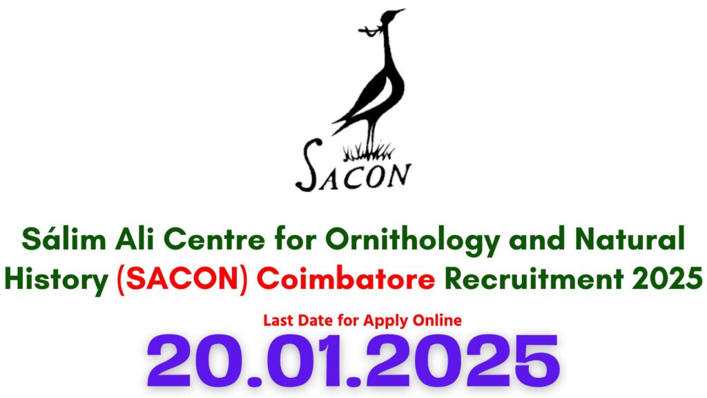SACON Coimbatore Recruitment 2025