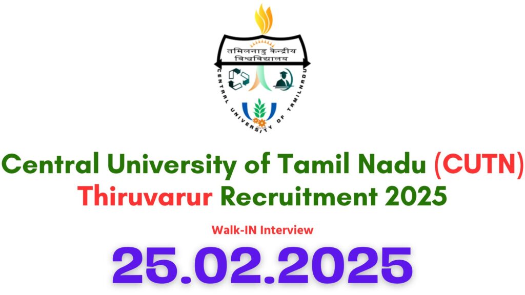 CUTN Thiruvarur Recruitment 2025