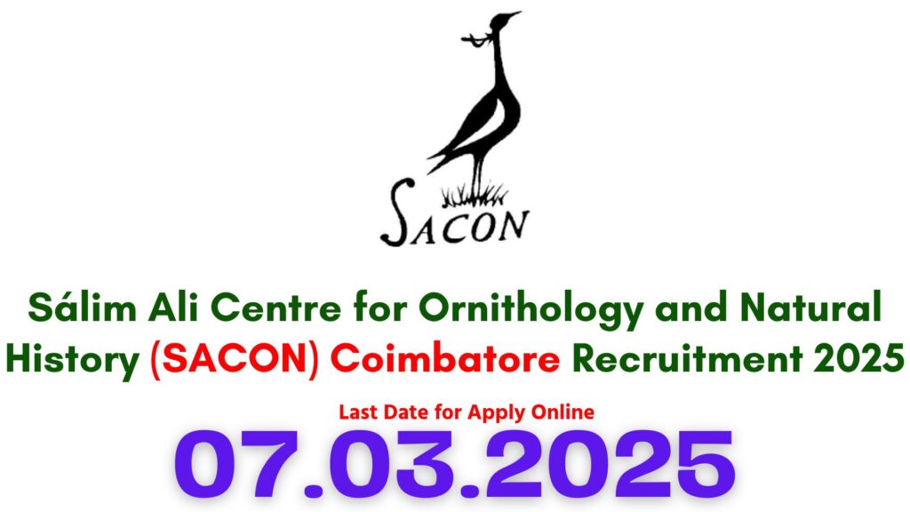 SACON Coimbatore Recruitment 2025