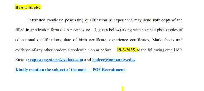 Anna University Recruitment 2025 Address