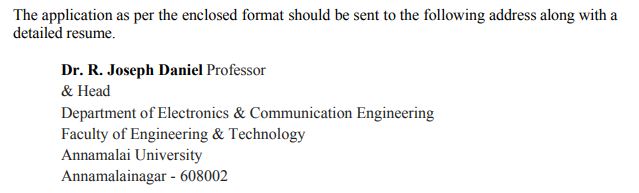 Annamalai University Non Teaching Recruitment 2025  Address