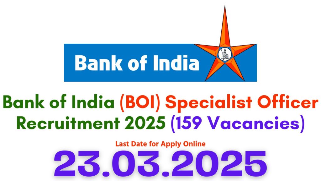Bank of India Specialist Officer Recruitment 2025