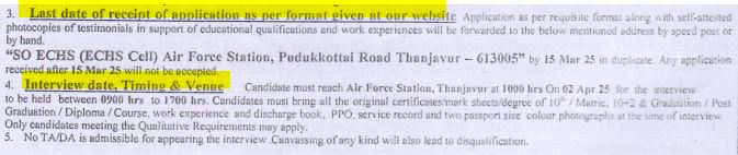 ECHS Thanjavur Recruitment 2025 Address