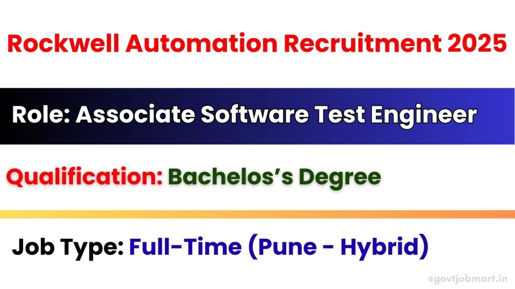 Rockwell Automation Associate Software Test Engineer Recruitment 2025 in Pune