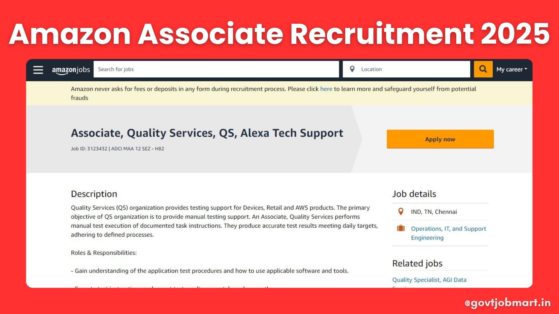 Amazon Recruitment Drive 2025 | Hiring Associate – Quality Services in ...