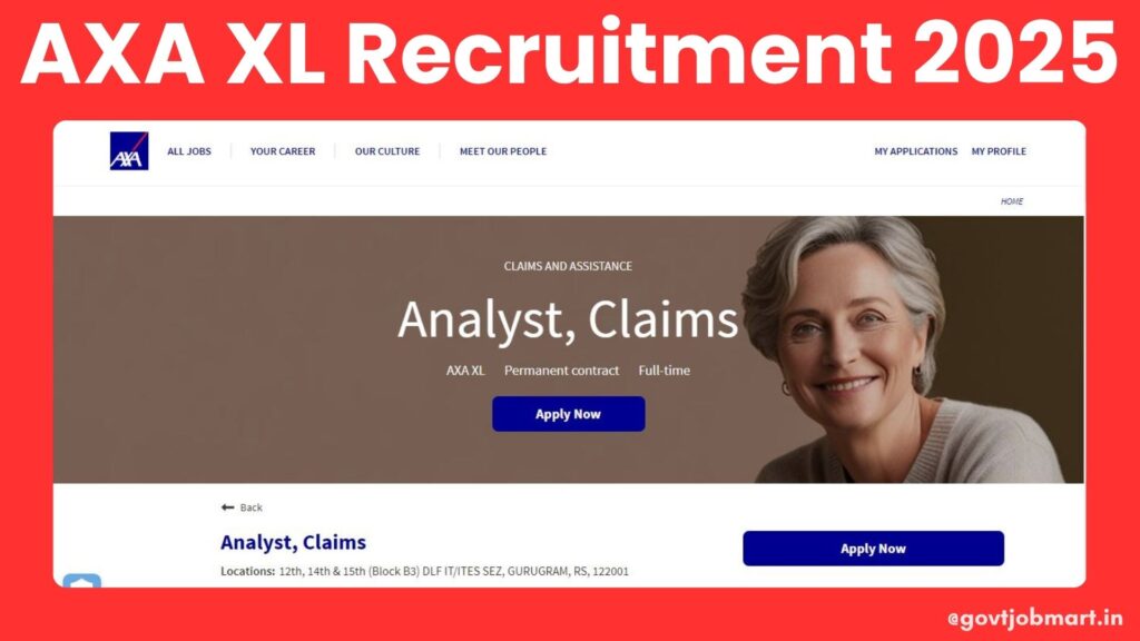 AXA XL Recruitment 2025 for Analyst Claims position in Gurgaon