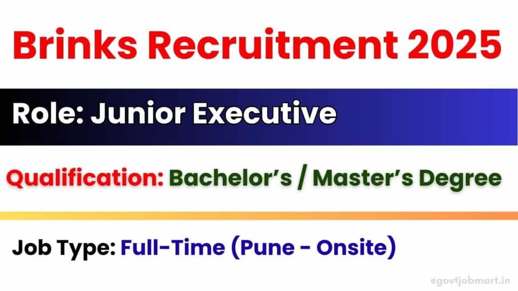 Brinks Recruitment 2025 – Junior Executive Job Openings in Pune