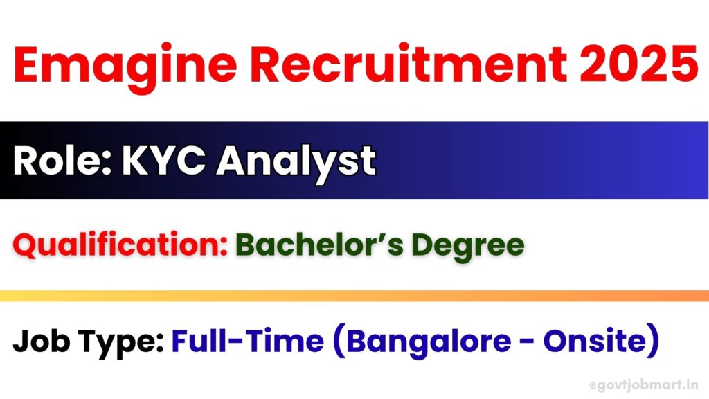 Emagine hiring KYC Analyst in Bangalore 2025
