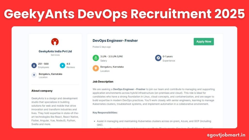GeekyAnts DevOps Engineer job openings in Bangalore 2025