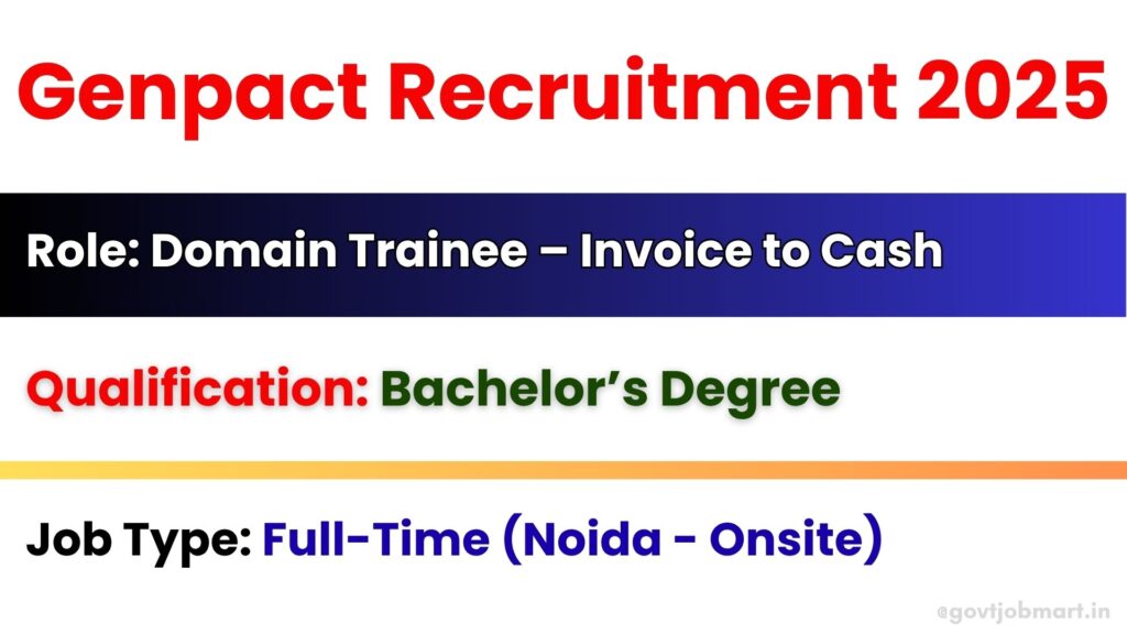 Genpact Recruitment 2025 – Domain Trainee Invoice to Cash Job in Noida