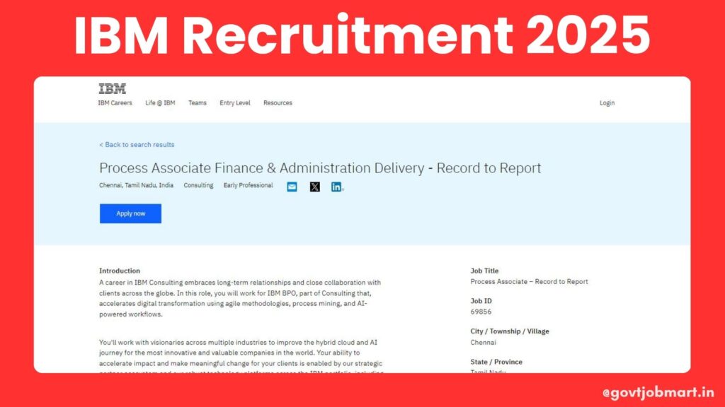 IBM Process Associate Finance and Administration Job Openings in Chennai 2025