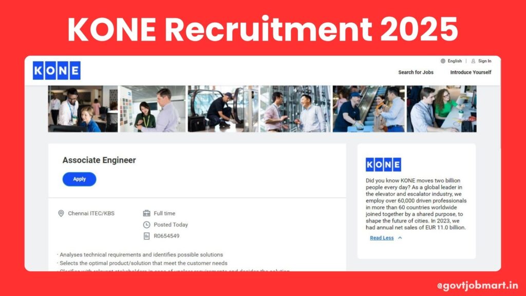 KONE Associate Engineer Recruitment 2025 in Chennai – Apply Online