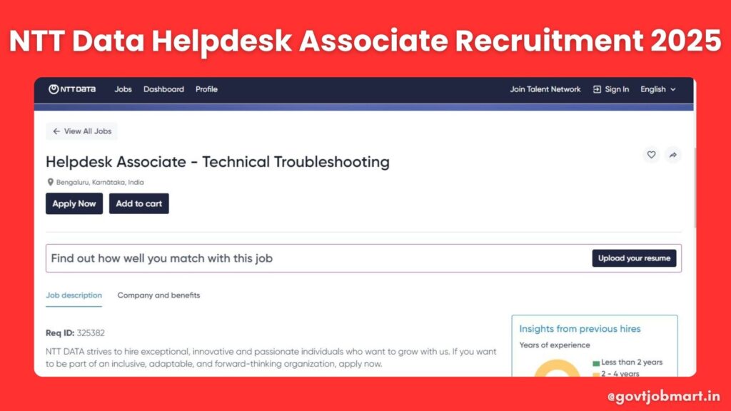 NTT Data Helpdesk Associate Job Openings in Bangalore 2025 – Apply Online for Technical Support Careers