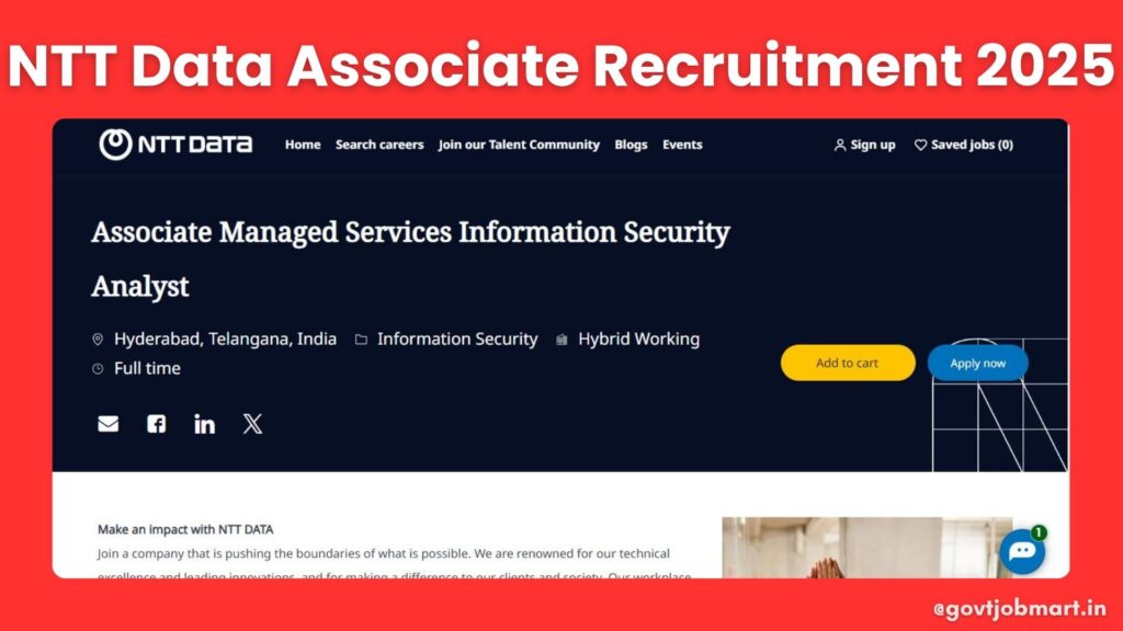 NTT Data Information Security Analyst Job Openings in Hyderabad 2025 – Apply Online for Cybersecurity Careers in India
