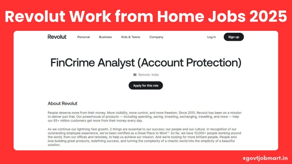 Revolut Work from Home Jobs 2025 – FinCrime Analyst Remote Openings in India