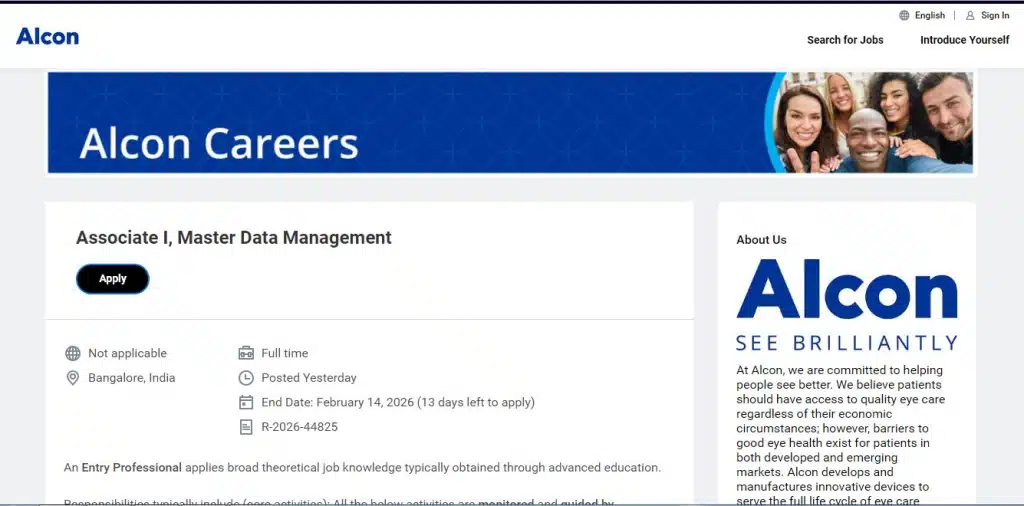 Alcon Recruitment Drive; Hiring Associate I