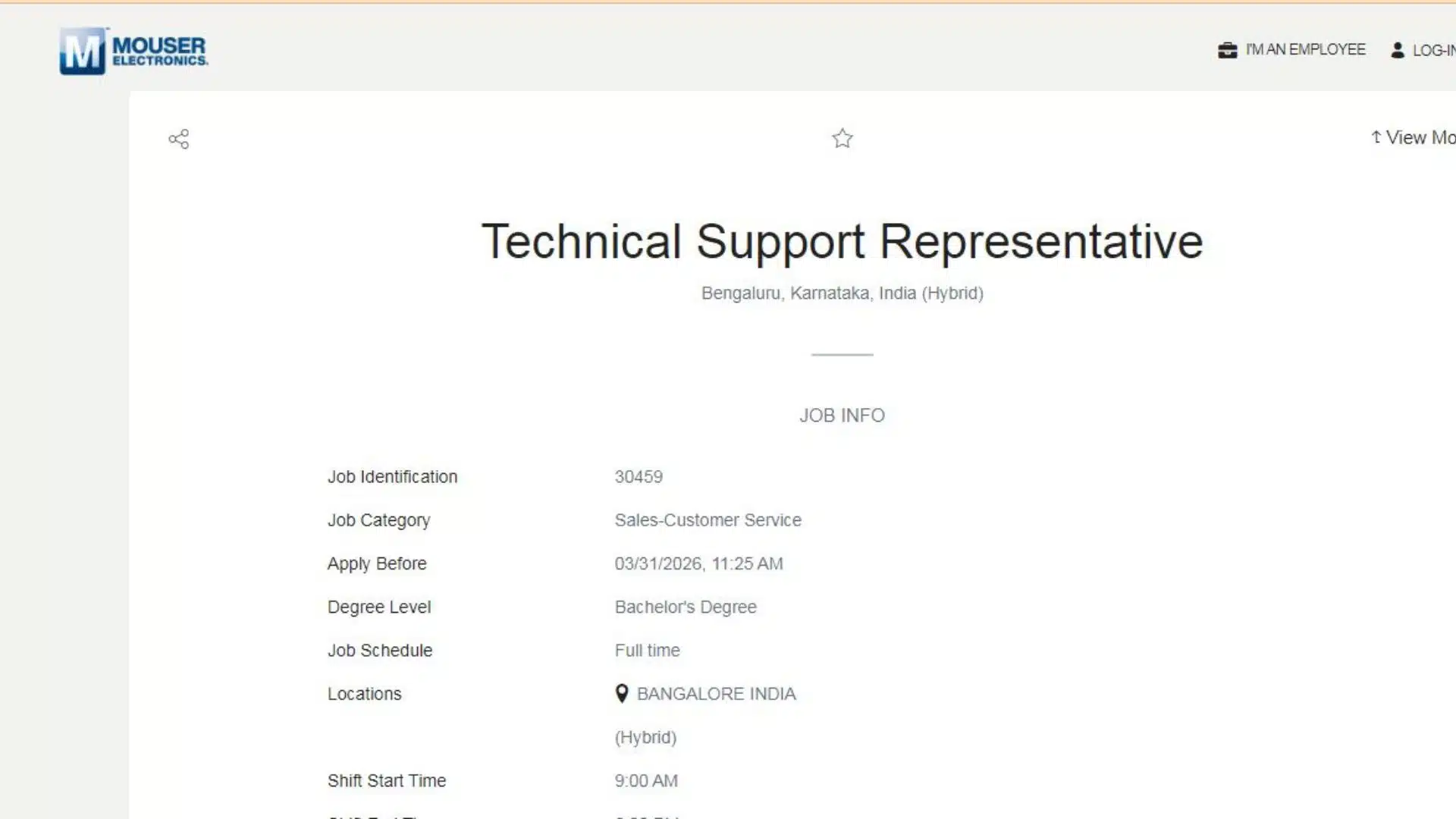 Mouser Electronics Recruitment Drive; Hiring Technical Support