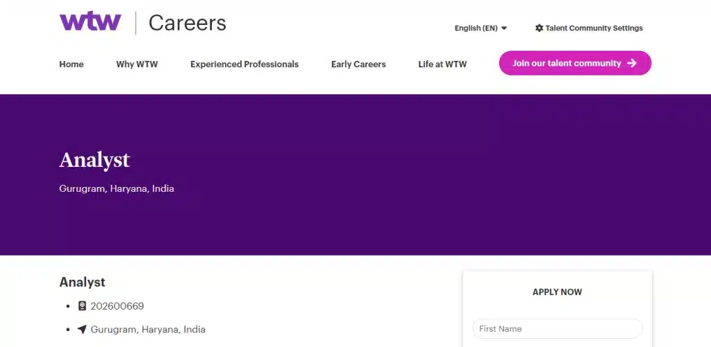 WTW Recruitment Drive; Hiring Analyst