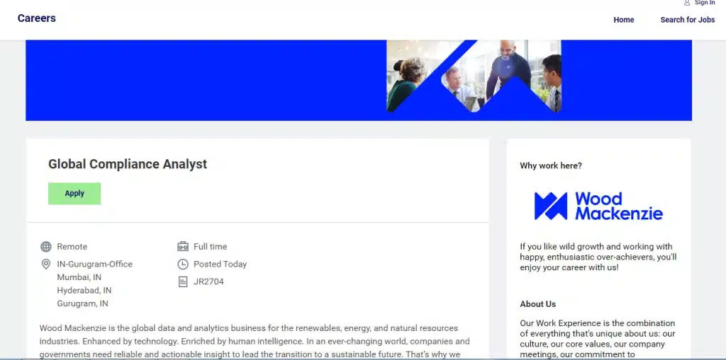 Wood Mackenzie Recruitment Drive; Hiring Global Compliance Analyst