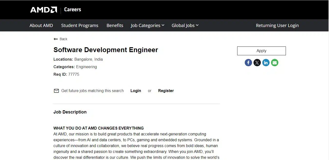 AMD Recruitment Drive; Hiring Software Development Engineer – Apply Now ...