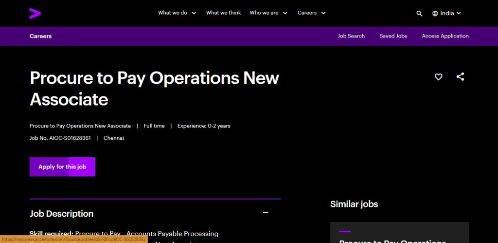 Accenture Recruitment Drive; Hiring P2P Associate
